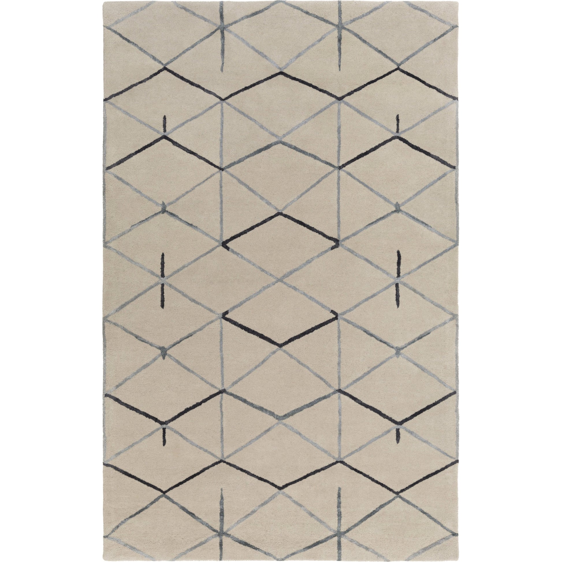 Naya Rug - 15315 by Surya in medium gray, black, ivory. Made from 100% new zealand wool in a unique style.