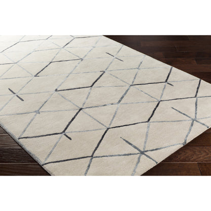 Naya Rug - 15315 by Surya in medium gray, black, ivory. Made from 100% new zealand wool in a unique style.