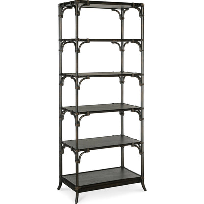 Retreat Pole Rattan Bookcase by Hooker Furniture. Made from oak veneers, rope in a cottage & farmhouse style.