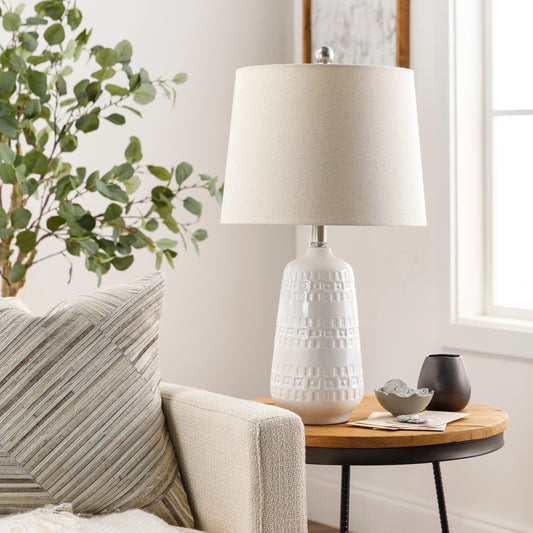 Nyack - 29768 by Surya in white and glazedbrushed. Made from linen, polyester, ceramic, metal in a transitional style.