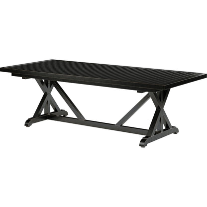 Monterey Outdoor 96" Dining Table by Sunset West in copper. Made from aluminum in a traditional style.