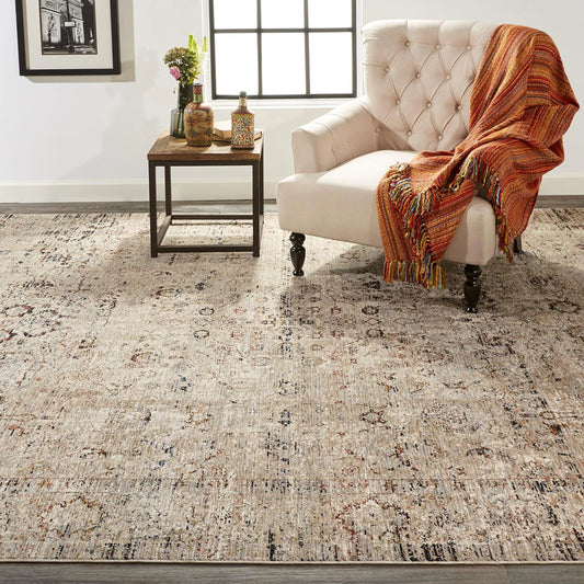 Caprio Transitional Rug - 3958F by Feizy in taupe, ivory, gray. Made from polyester, viscose in a unique style.