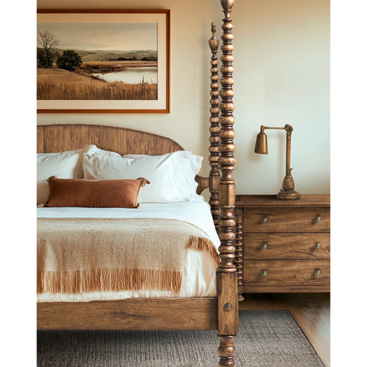 Tamarisk 3 Drawer Nightstand by Jonathan Charles in medium spain walnut. Made from main acacia in a unique style.