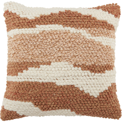 Nazka NZK02 Indoor/Outdoor Pillow by Jaipur Living in tan, white. Made from 100% polyester in a modern style.