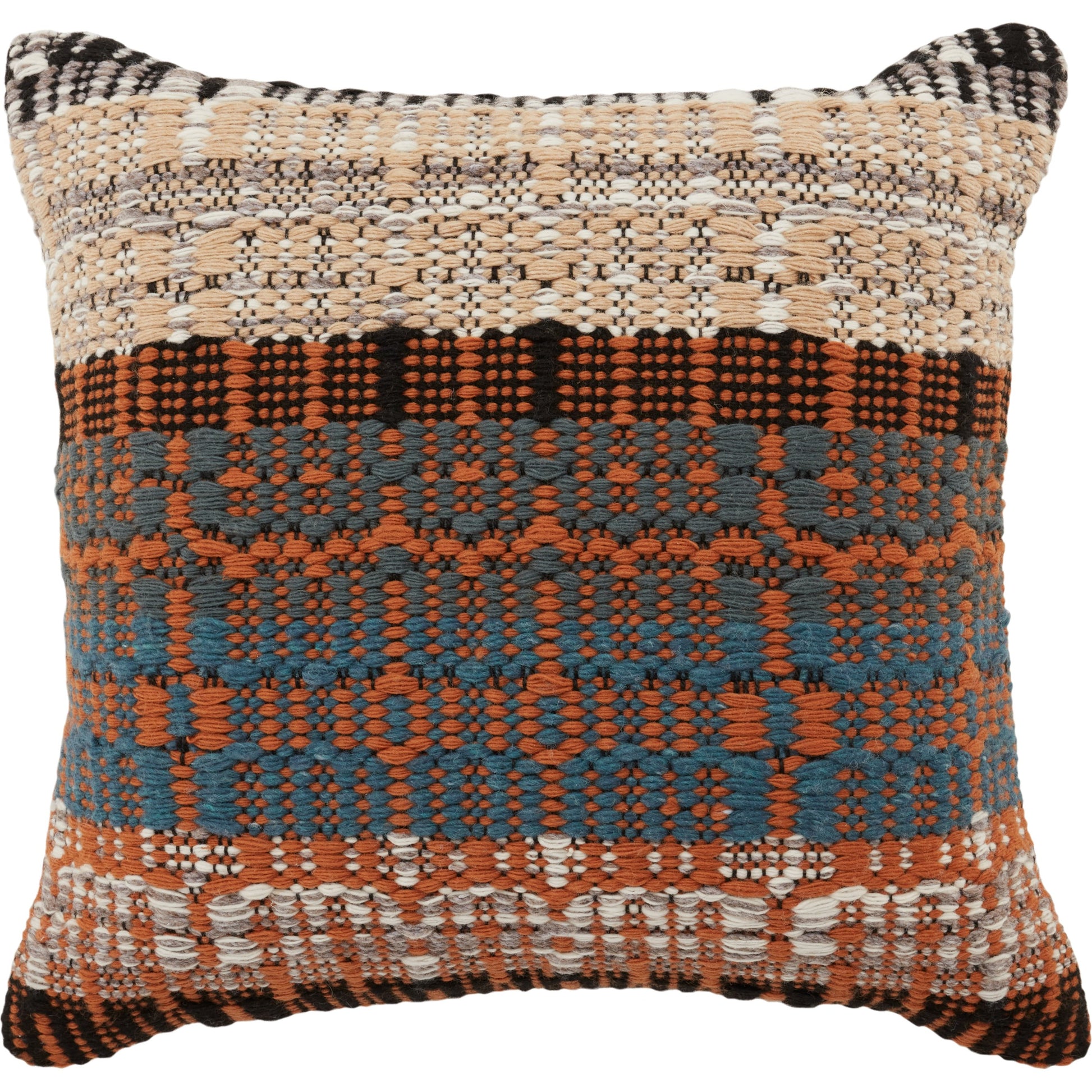 Nazka NZK03 Indoor/Outdoor Pillow by Jaipur Living in orange, blue. Made from 100% polyester in a transitional style.