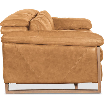 Jericho Power Sofa with Power Headrest by Hooker Furniture in dark wood. Made from leather in a traditional style.