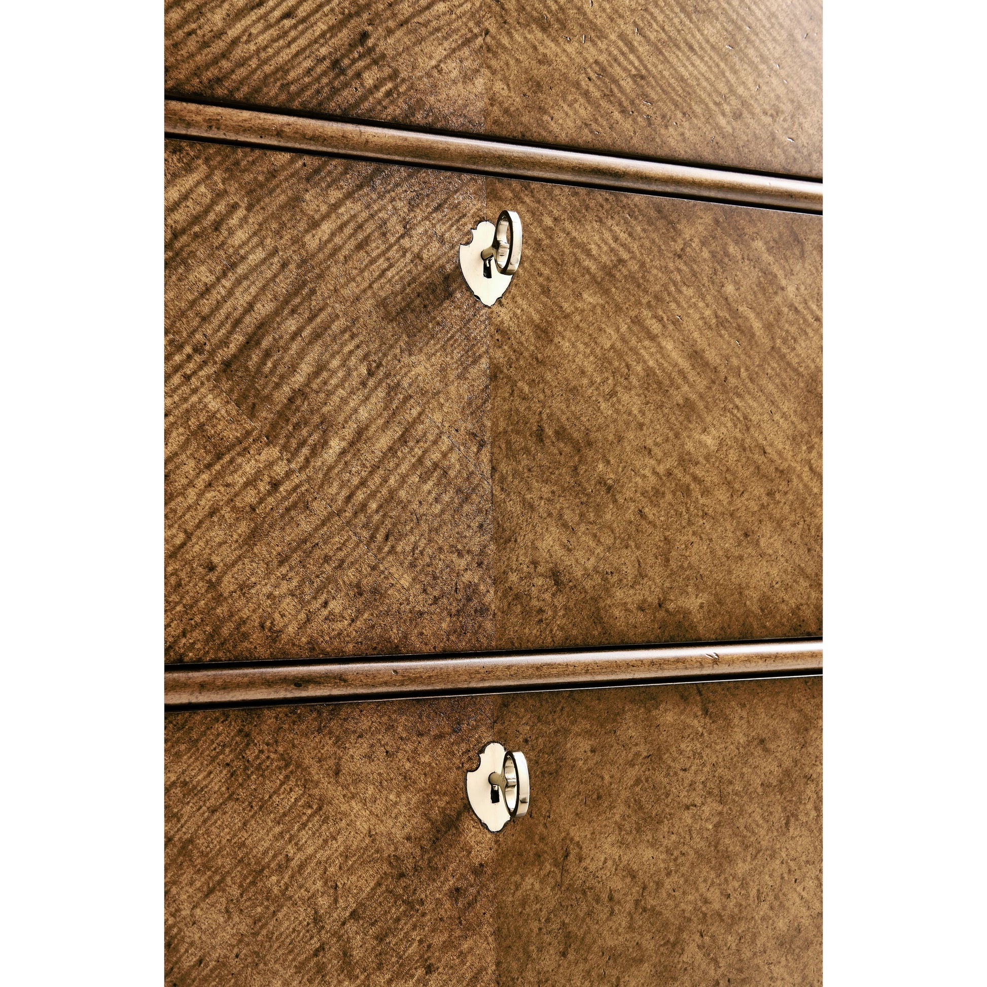 Eastcote Chest of Drawers by Jonathan Charles in brown and sycamore carmel brown. Made from solid maple, sycamore quartered veneer, faux bone, metal in a modern style.