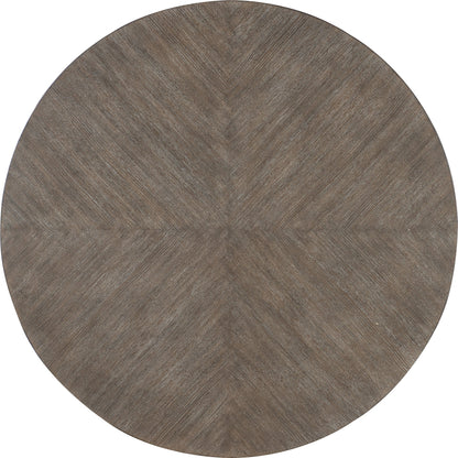 Modern Mood Round Cocktail Table by Hooker Furniture. Made from oak veneers, metal in a modern style.