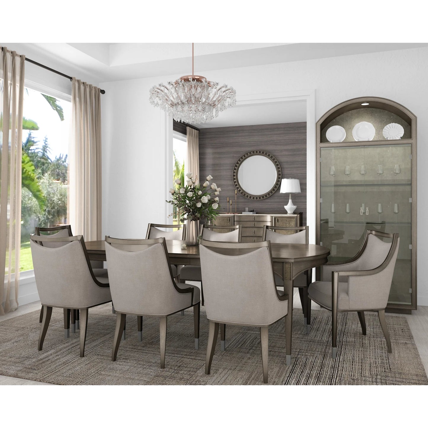 006 SI-2334444 | Lifestyle | Cove Side Chair by A.R.T. Furniture in grey and mica. Made from rubberwood solids, foam, fabric, metal in a traditional style.