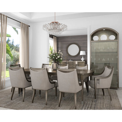 Cove Side Chair by A.R.T. Furniture in grey and mica. Made from rubberwood solids, foam, fabric, metal in a traditional style.