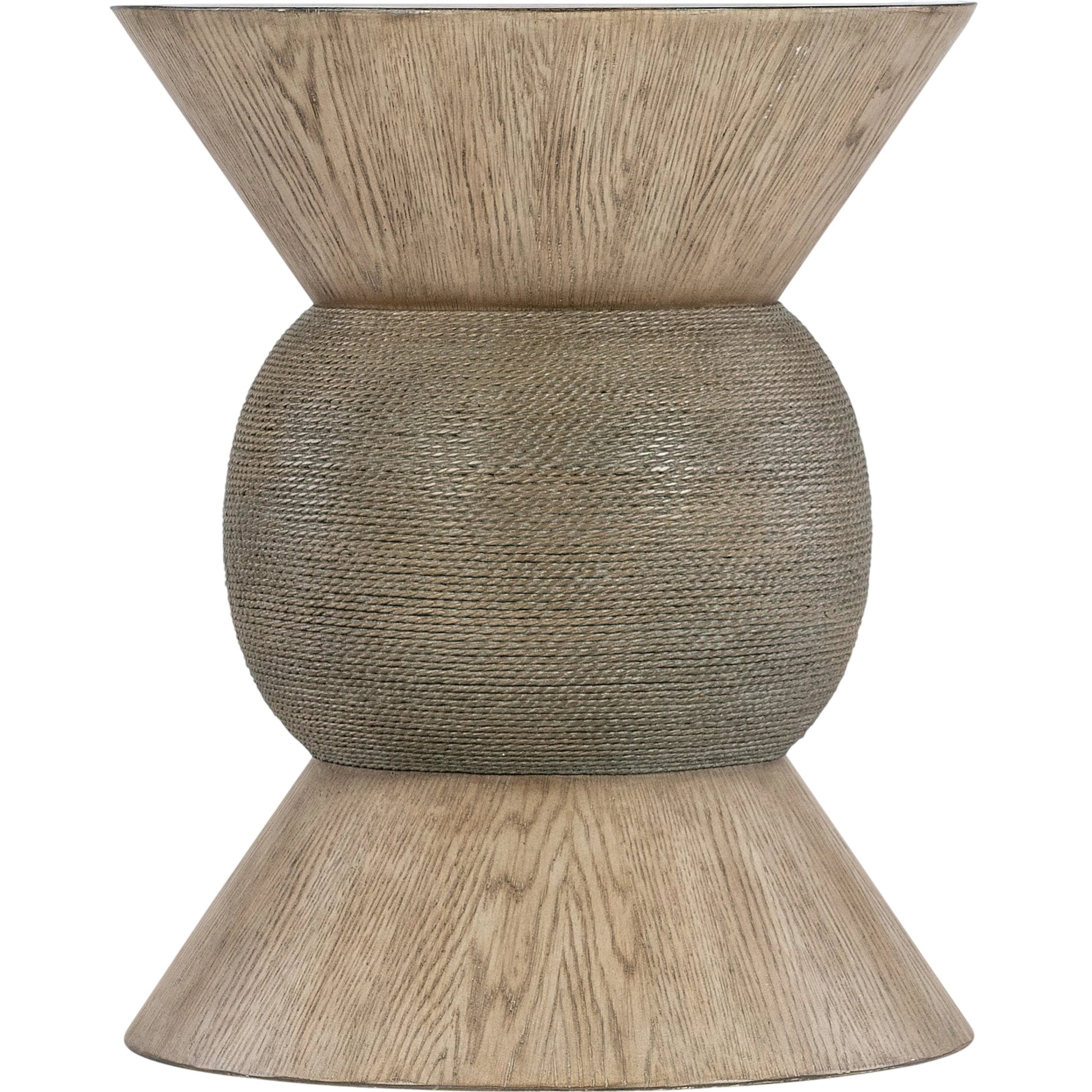 Commerce & Market Round Robin Accent Table by Hooker Furniture in light wood and light natural wood finish. Made from resin and rope in a modern style.