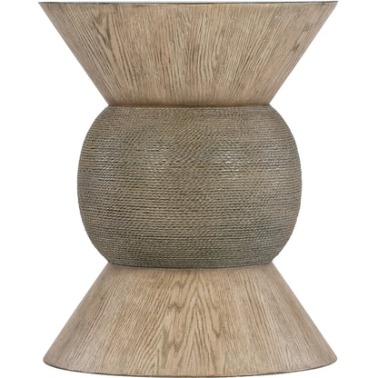 Commerce & Market Round Robin Accent Table by Hooker Furniture in light wood and light natural wood finish. Made from resin and rope in a modern style.