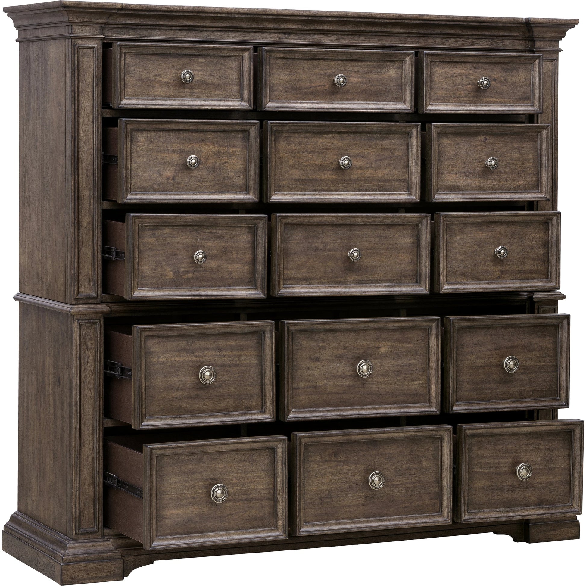 Woodbury 15-Drawer Master Chest by Pulaski Furniture in cowboy boots brown. Made from rubberwood in a traditional style.