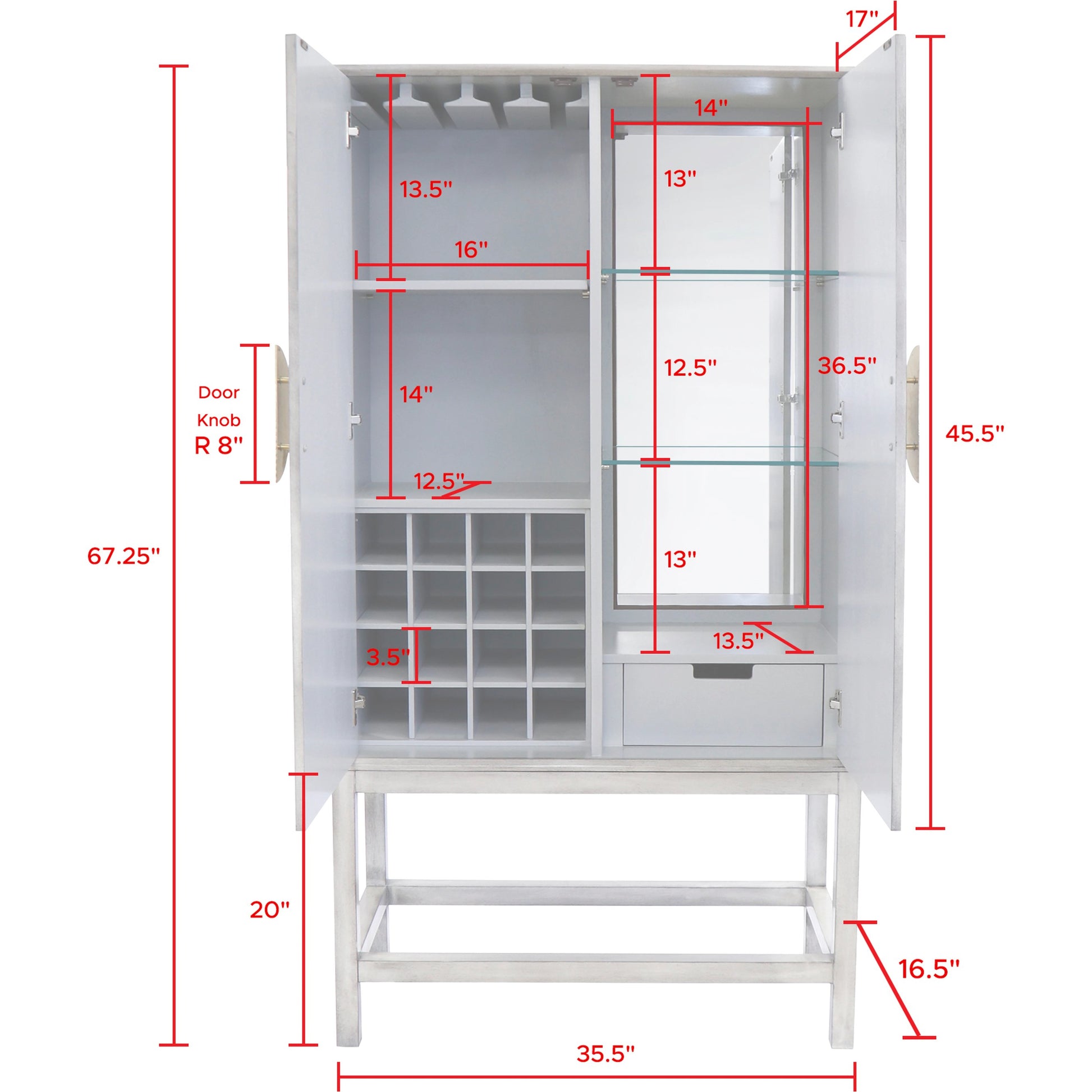 Oliver Bar Cabinet by Pasargad Home in grey. Made from wood, metal in a modern style.