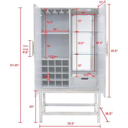 Oliver Bar Cabinet by Pasargad Home in grey. Made from wood, metal in a modern style.