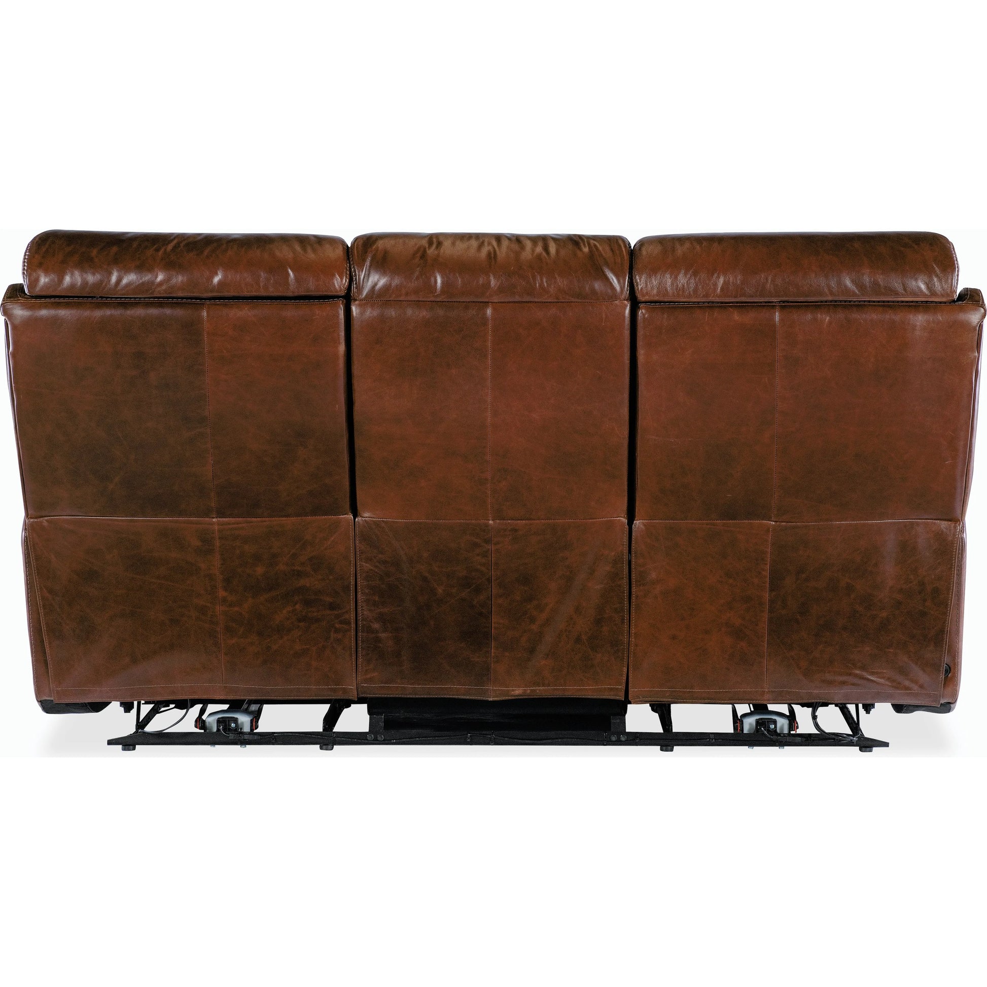 Harlan Zero Gravity Power Sofa w/Power Headrest by Hooker Furniture in carrington walnut. Made from leather in a traditional style.