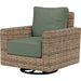 Havana Outdoor Swivel Club Chair by Sunset West in tobacco. Made from resin wicker in a modern style.