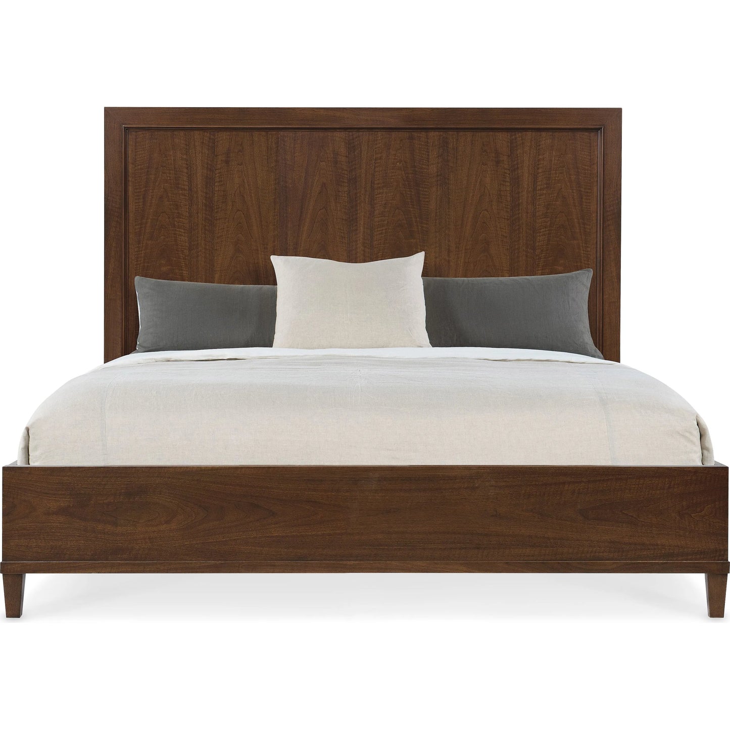002 SI-2353940,SI-2353941,SI-2353942 | Additional Silo | Archives Panel Bed by Hooker Furniture in dark wood and classic walnut. Made from figured cathedral walnut veneers in a traditional style.