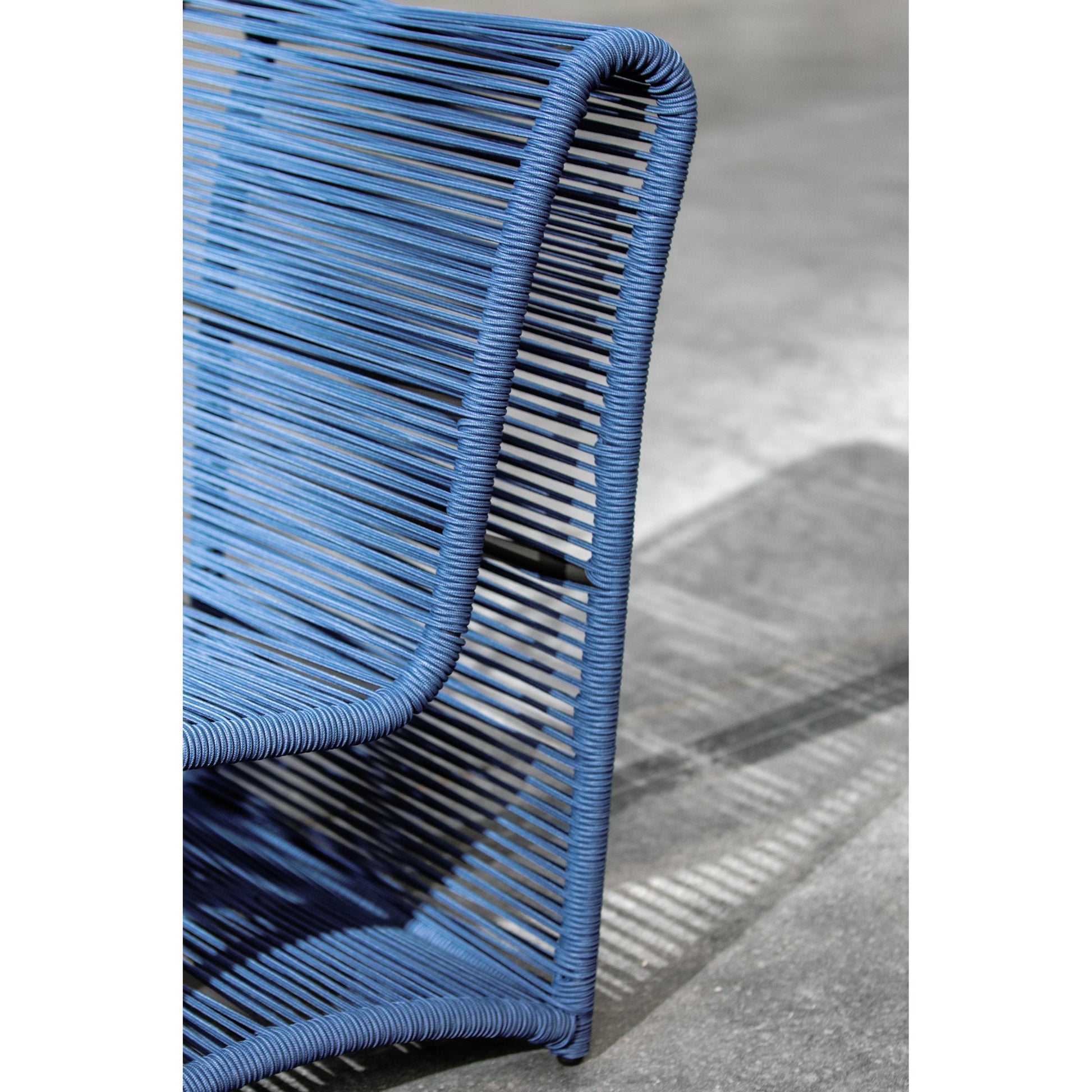 Milano Outdoor Armless Club Chair by Sunset West. Made from olefin rope in a coastal style.
