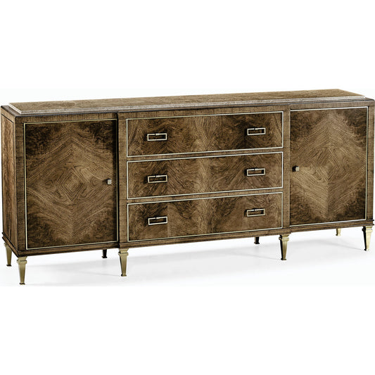Barcelona Credenza by Jonathan Charles in barcelona walnut. Made from european walnut swirl veneer in a modern style.