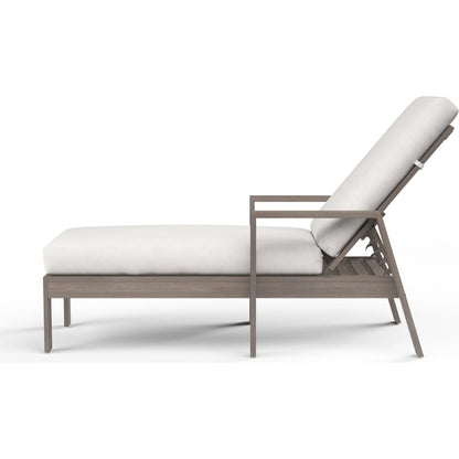 Laguna Outdoor Chaise Lounge by Sunset West in browns. Made from aluminum in a modern style.