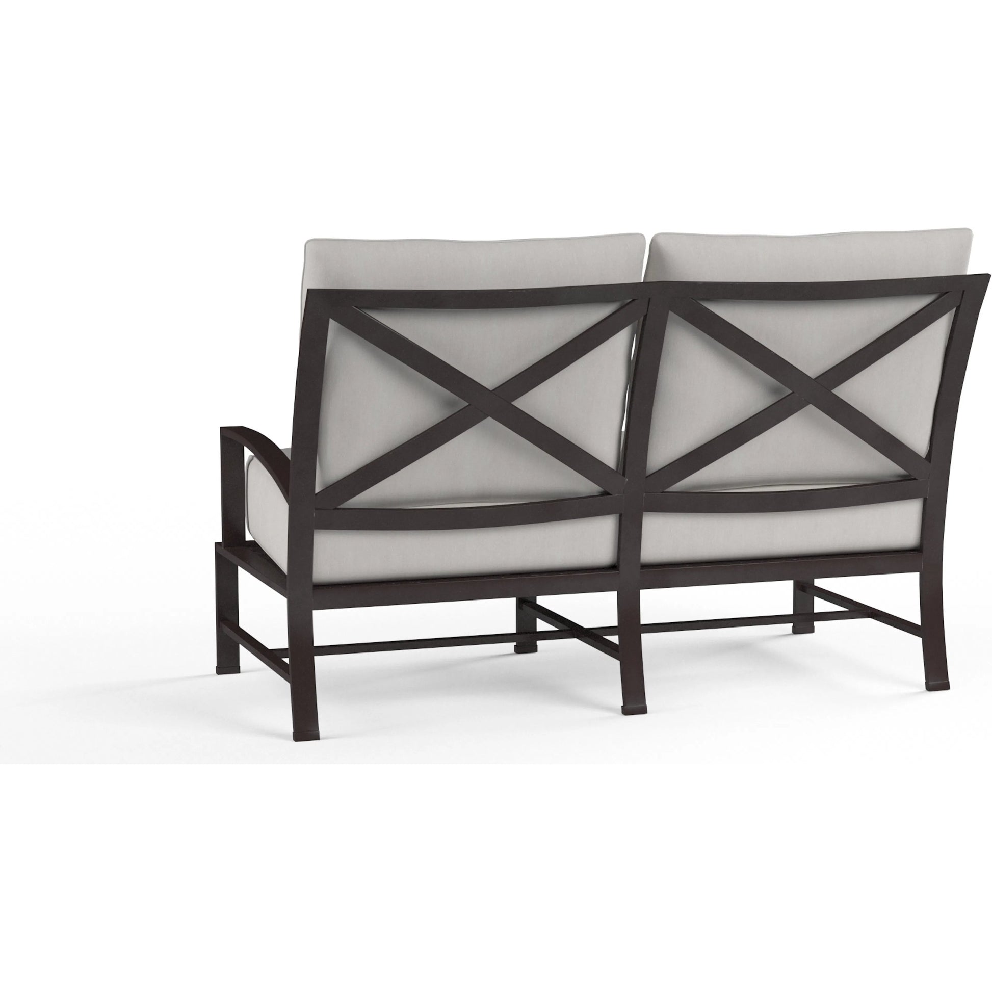La Outdoor Jolla Loveseat by Sunset West in espresso. Made from aluminum in a modern style.