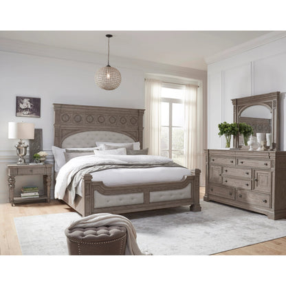 Kingsbury Dresser by Pulaski Furniture in french grey. Made from oak veneers, hardwood solids in a traditional style.