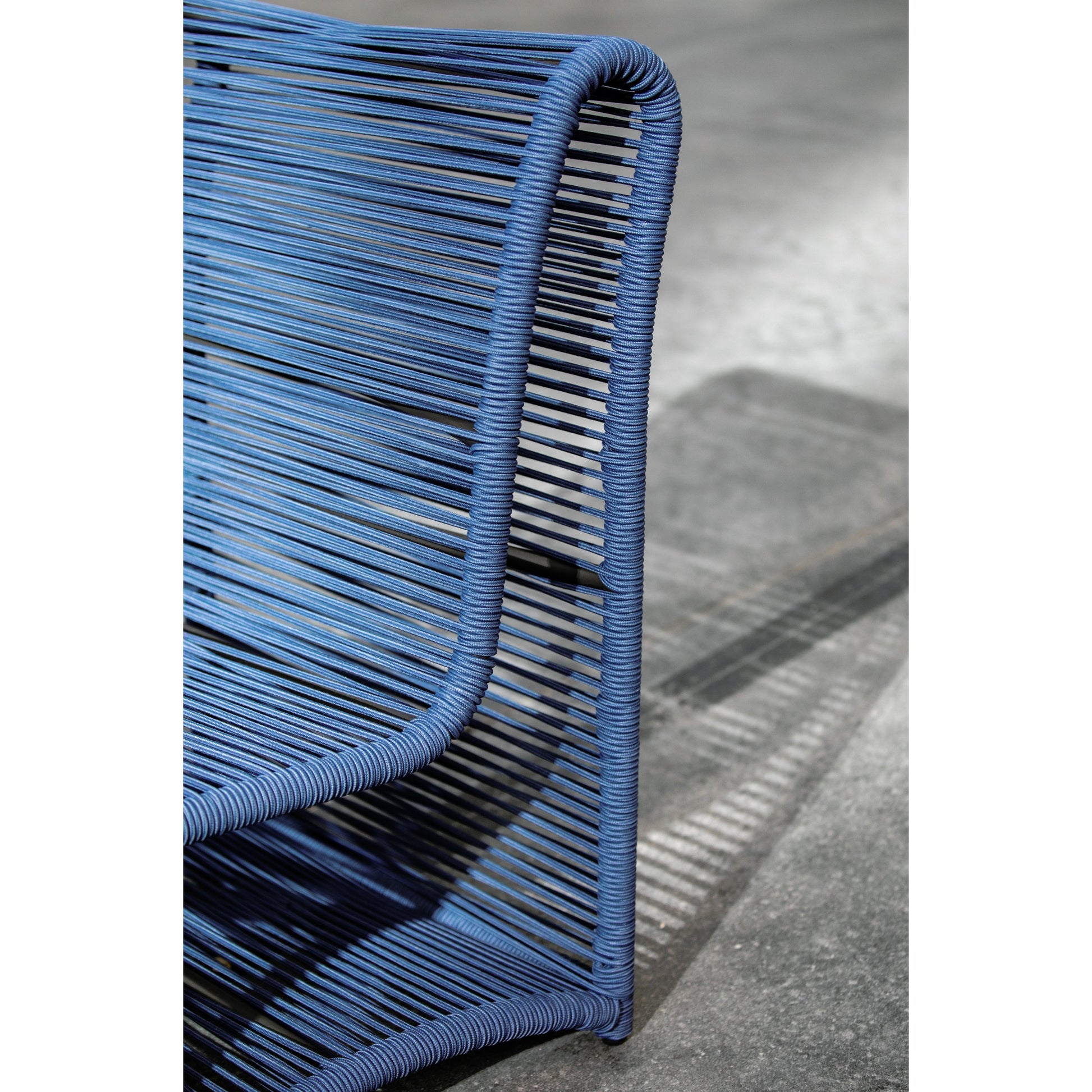 Milano Outdoor Armless Club Chair by Sunset West. Made from olefin rope in a coastal style.