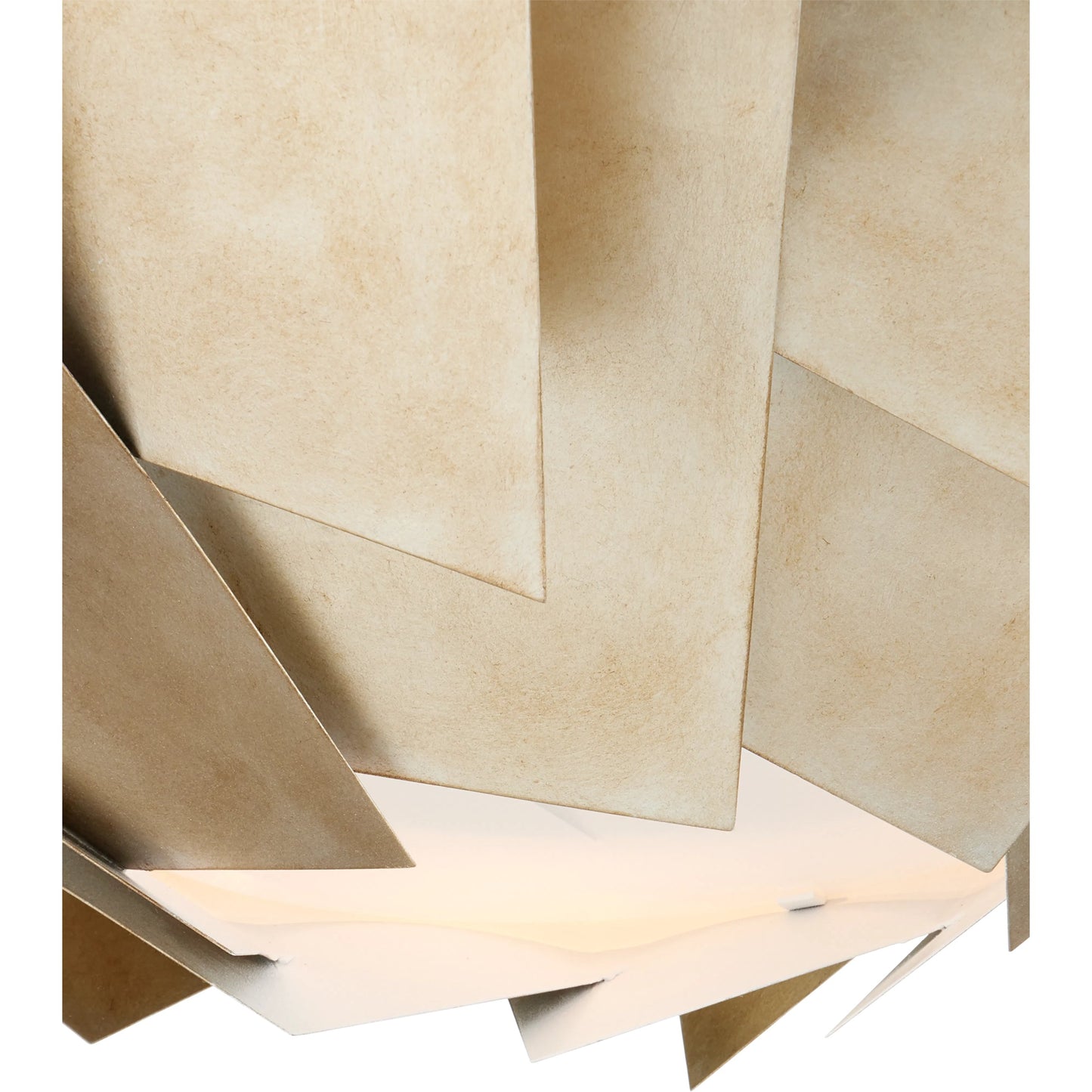 004 SR-767722 | Closeup | Artiste Chandelier by Currey and Company in silver leaf. Made from wrought iron, opaque acrylic in a modern style.