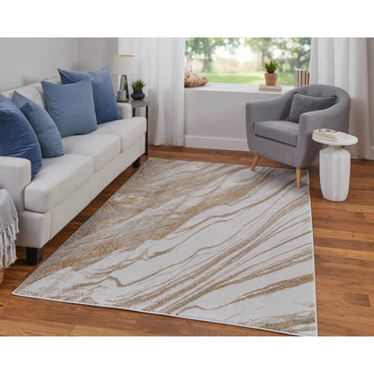 Aura Rug - 39LLF by Feizy in ivory, taupe, gold. Made from polyester, polypropylene in a unique style.