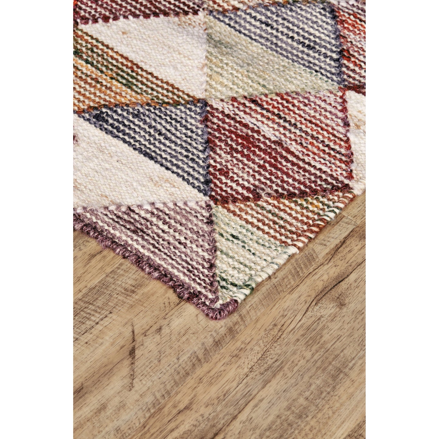 002 SI-2129974,SI-2129975 | Closeup | Sequoia Geometric Rug - 8712F by Feizy in red, blue, green. Made from pet in a unique style.