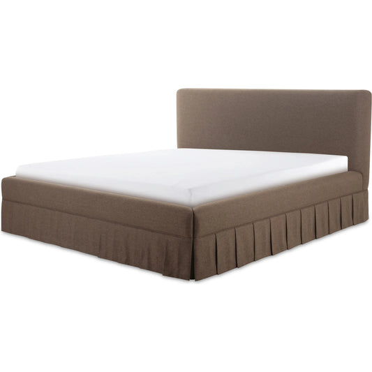 Maren Bed by Moe's Home Collection in brown. Made from upholstery: 100% polyester, plywood frame, foam in a unique style.