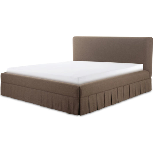 Maren Bed by Moe's Home Collection in brown. Made from upholstery: 100% polyester, plywood frame, foam in a unique style.