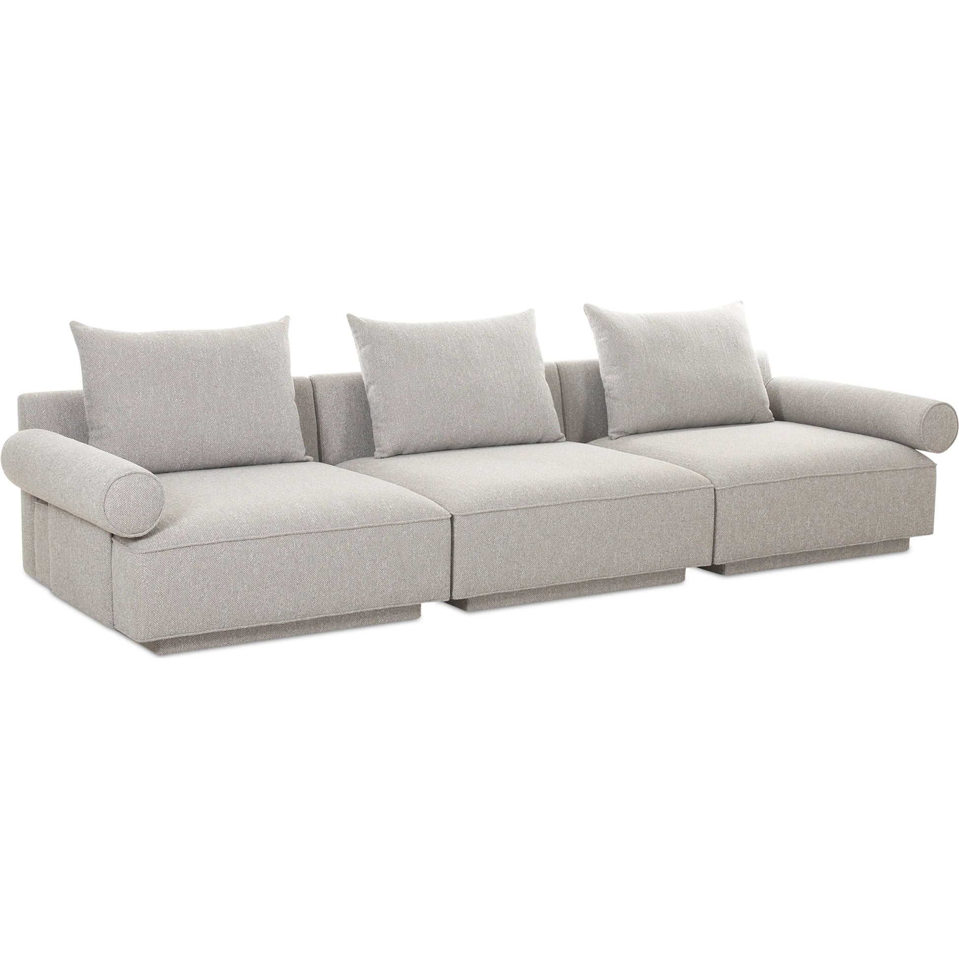 Rosello Modular Sofa by Moe's Home Collection in grey. Made from upholstery: 30% recycled polyester, 70% polyester, plywood frame, foam, fiber seat in a unique style.