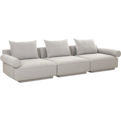 Rosello Modular Sofa by Moe's Home Collection in grey. Made from upholstery: 30% recycled polyester, 70% polyester, plywood frame, foam, fiber seat in a unique style.