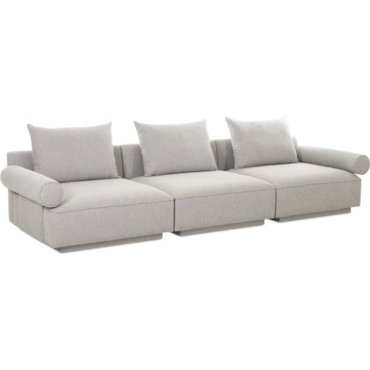 002 None | Unknown | Rosello Modular Sofa by Moe's Home Collection in grey. Made from upholstery: 30% recycled polyester, 70% polyester, plywood frame, foam, fiber seat in a unique style.