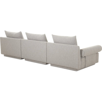 Rosello Modular Sofa by Moe's Home Collection in grey. Made from upholstery: 30% recycled polyester, 70% polyester, plywood frame, foam, fiber seat in a unique style.