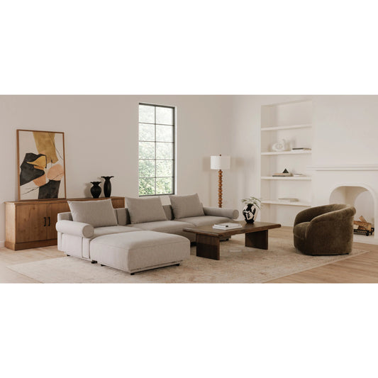 Rosello Lounge Modular Sectional by Moe's Home Collection in grey. Made from upholstery: 30% recycled polyester, 70% polyester, plywood frame, foam, fiber seat in a unique style.