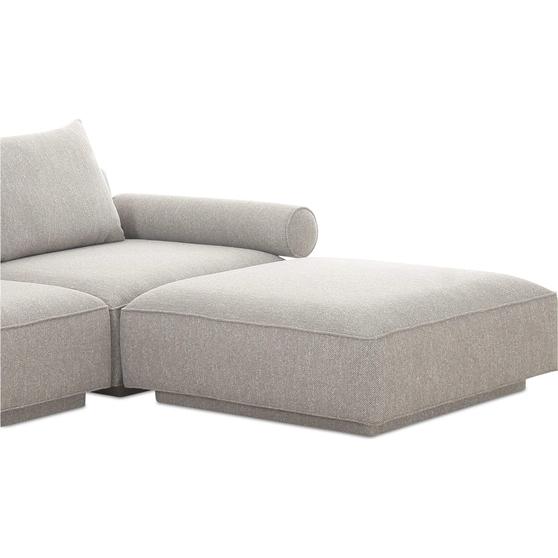 Rosello Nook Modular Sectional by Moe's Home Collection in grey. Made from upholstery: 30% recycled polyester, 70% polyester, plywood frame, foam, fiber seat in a unique style.