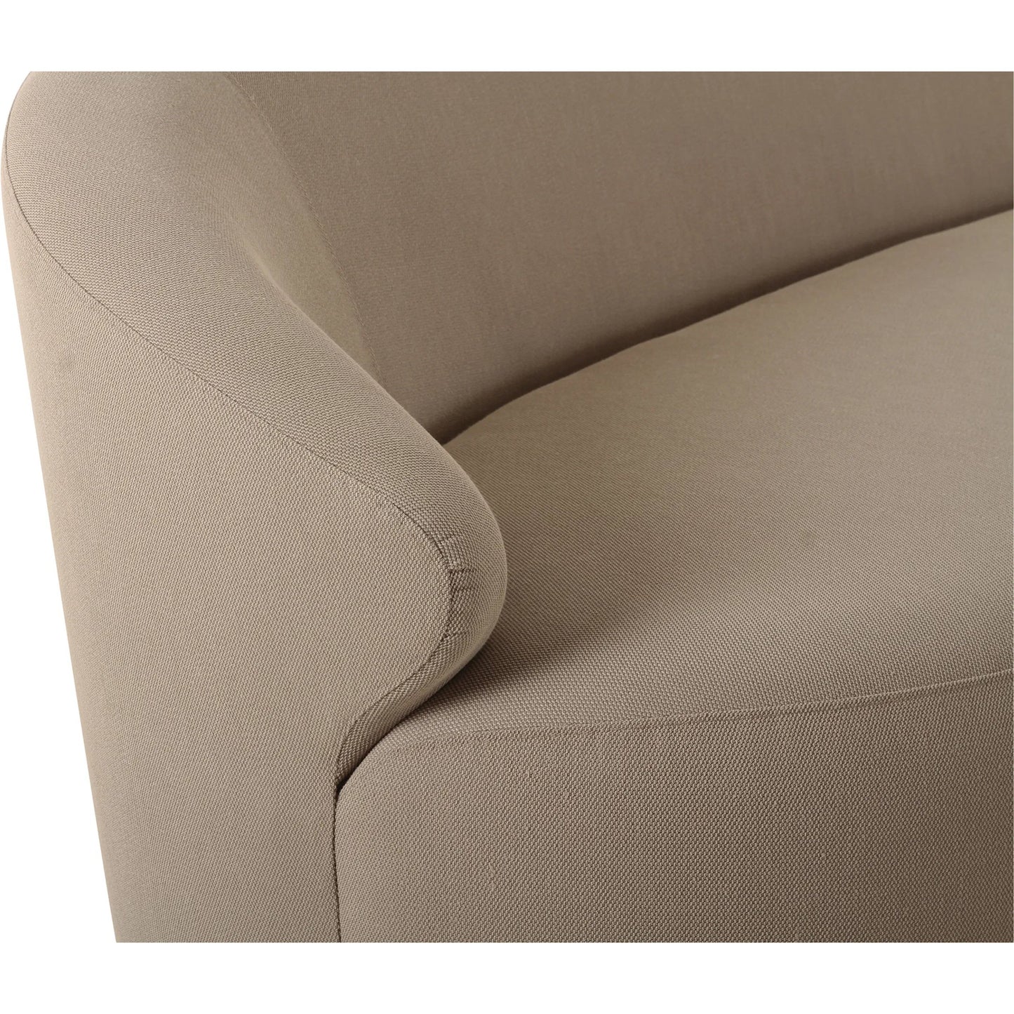 015 SI-2367956 | Closeup | Cove Outdoor Sofa by Moe's Home Collection in taupe. Made from upholstery: 100% polyester, antiseptic plywood frame, foam, fiber fill, plastic leg in a transitional style.