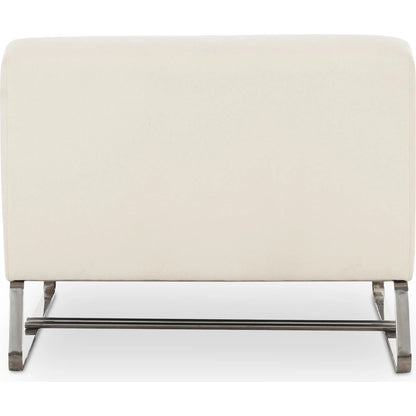 Jules Outdoor Accent Chair by Moe's Home Collection in off white. Made from upholstery: 100% polyester, antiseptic plywood frame, foam, fiber fill, aluminum leg in a transitional style.