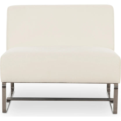 Jules Outdoor Accent Chair by Moe's Home Collection in off white. Made from upholstery: 100% polyester, antiseptic plywood frame, foam, fiber fill, aluminum leg in a transitional style.