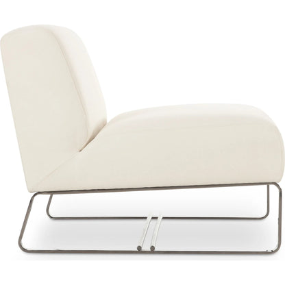 Jules Outdoor Accent Chair by Moe's Home Collection in off white. Made from upholstery: 100% polyester, antiseptic plywood frame, foam, fiber fill, aluminum leg in a transitional style.