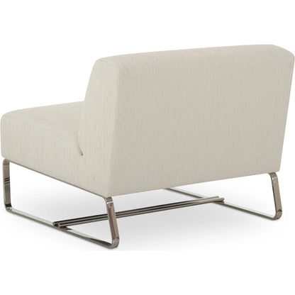 Jules Outdoor Accent Chair by Moe's Home Collection in off white. Made from upholstery: 100% polyester, antiseptic plywood frame, foam, fiber fill, aluminum leg in a transitional style.