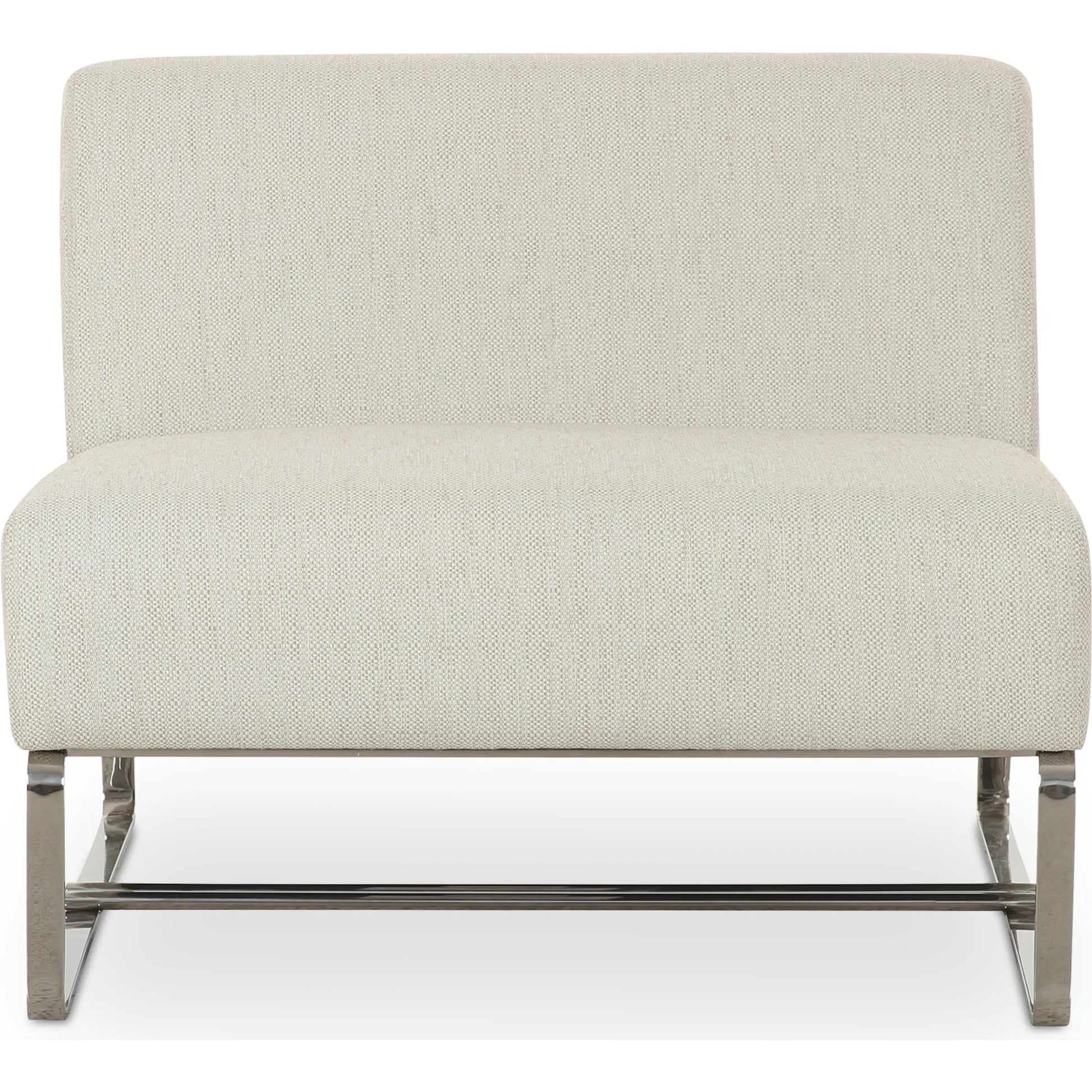 Jules Outdoor Accent Chair by Moe's Home Collection in off white. Made from upholstery: 100% polyester, antiseptic plywood frame, foam, fiber fill, aluminum leg in a transitional style.