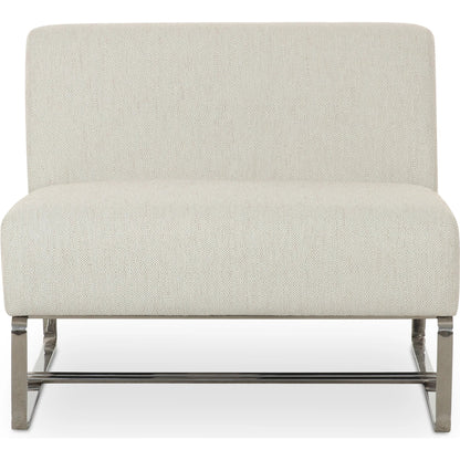 Jules Outdoor Accent Chair by Moe's Home Collection in off white. Made from upholstery: 100% polyester, antiseptic plywood frame, foam, fiber fill, aluminum leg in a transitional style.