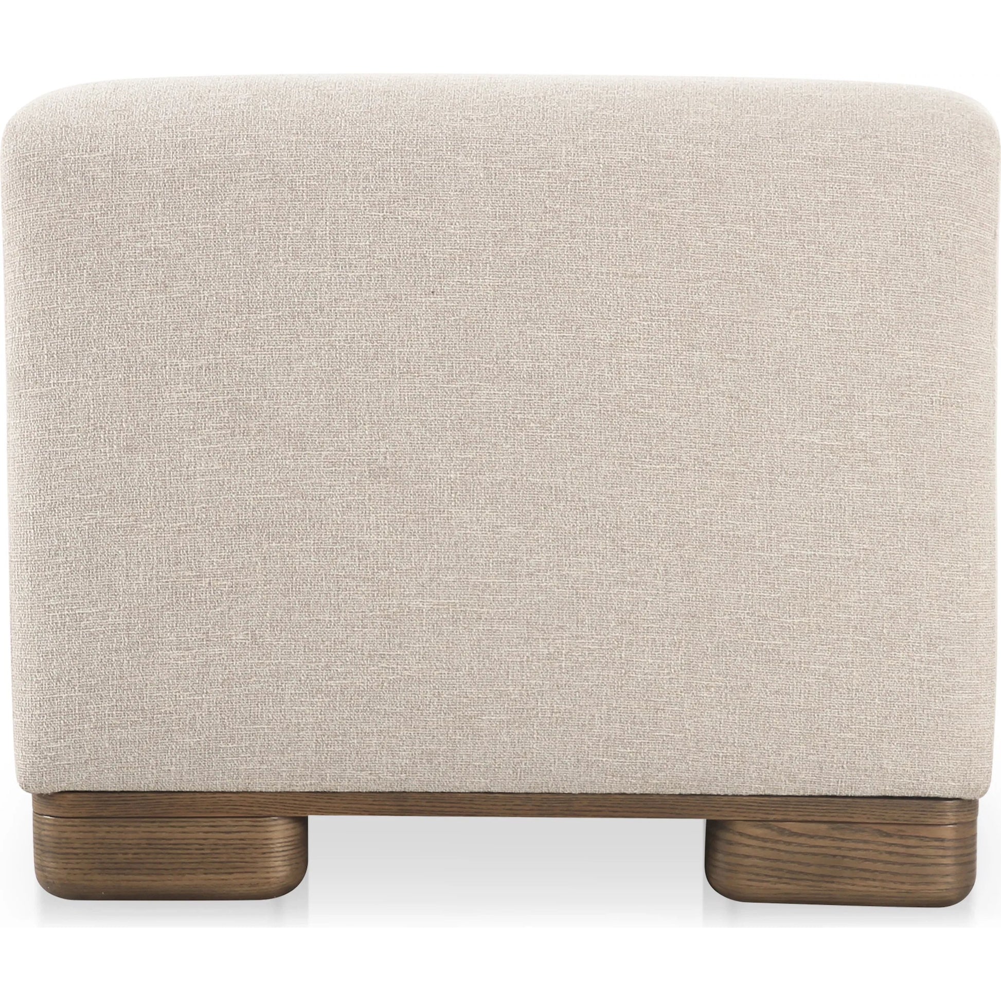 June Slipper Chair by Moe's Home Collection in oatmeal. Made from upholstery: 72% polyester, 28% acrylic, oak veneer base, foam, feather, fiber fill, solid wood, plywood frame in a transitional style.