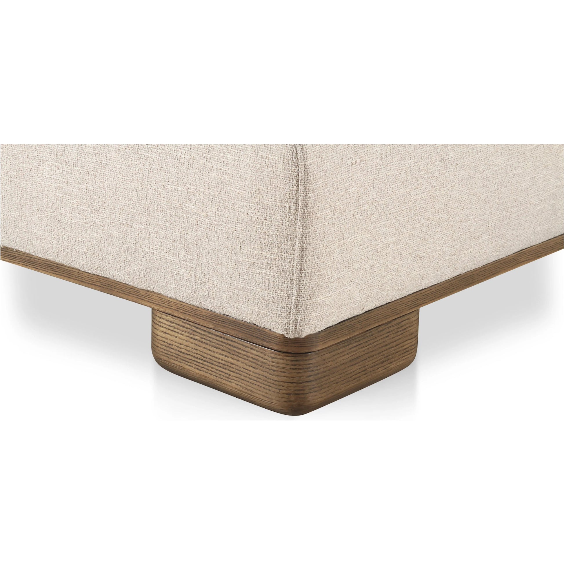 June Slipper Chair by Moe's Home Collection in oatmeal. Made from upholstery: 72% polyester, 28% acrylic, oak veneer base, foam, feather, fiber fill, solid wood, plywood frame in a unique style.