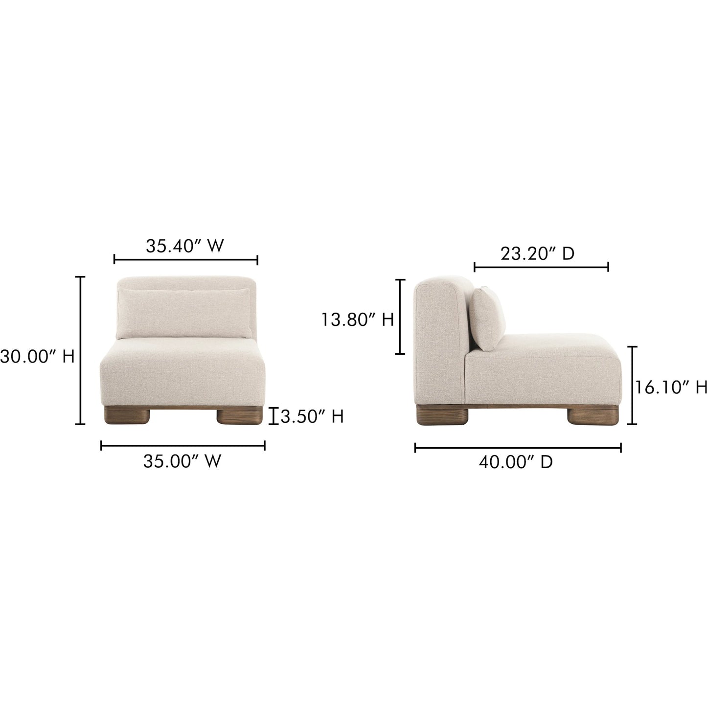 010 SI-2368123 | Lifestyle | June Slipper Chair by Moe's Home Collection in oatmeal. Made from upholstery: 72% polyester, 28% acrylic, oak veneer base, foam, feather, fiber fill, solid wood, plywood frame in a unique style.
