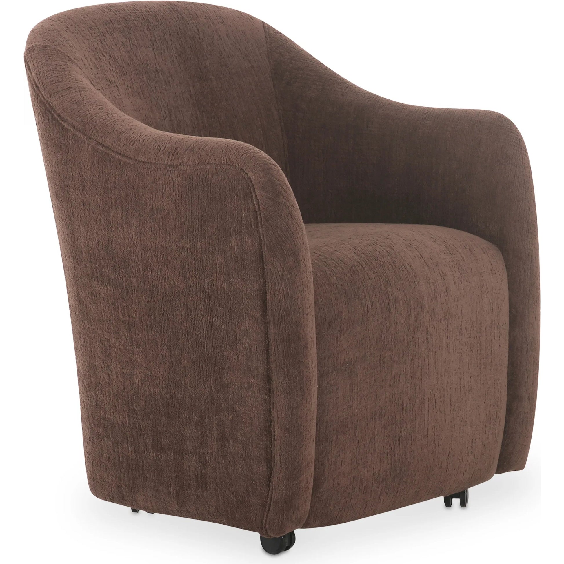 Drava Rolling Dining Chair by Moe's Home Collection. Made from upholstery: 100% polyester, plywood frame, foam, fiber seat, plastic roller in a transitional style.